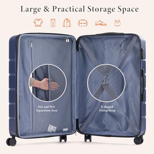 Navy Blue 24 Inch Hard Shell ABS Spinner Luggage L46473