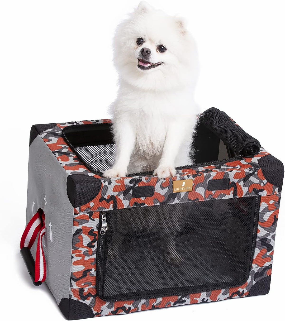 Army Green Large Portable Dog Crate with Carrying Bag B9802