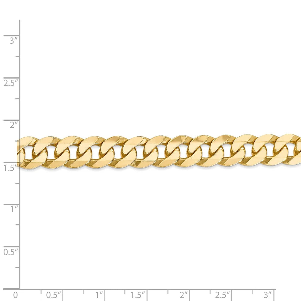 14kt Yellow Gold 9.5mm Flat Beveled Curb Chain, 9 inch, Lobster Clasp Y73326