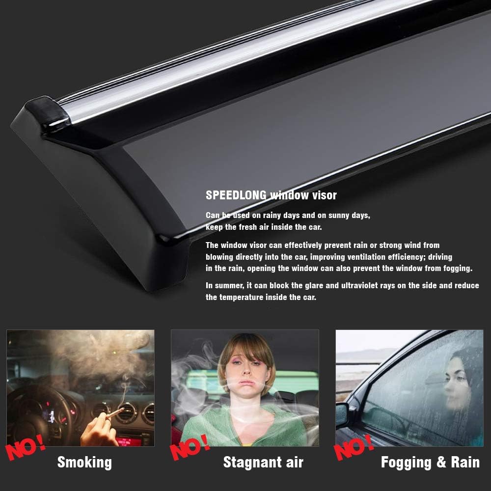 Car Window Visor Vent Shade Deflector Sun/Rain/Fog Guards P21333