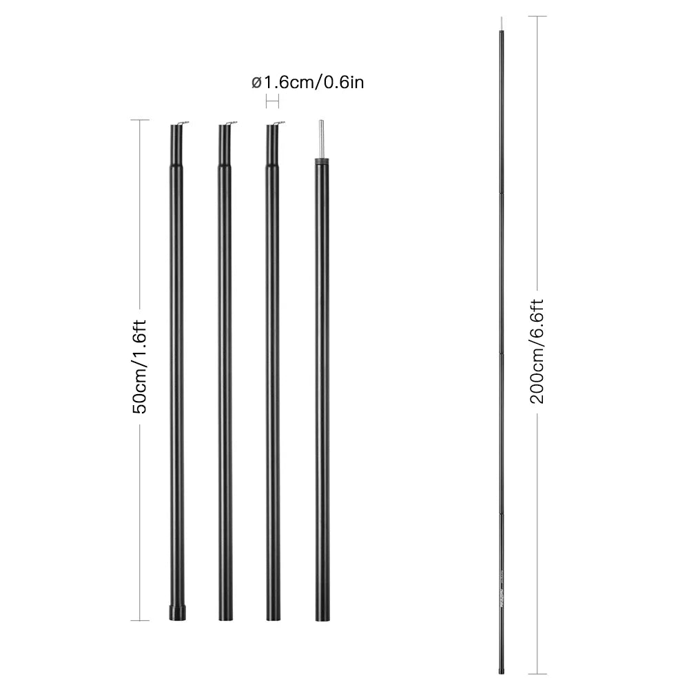 2 PCS/Set Outdoor Tent Canopy Poles Support Rods Awning Frames Accessories H4535