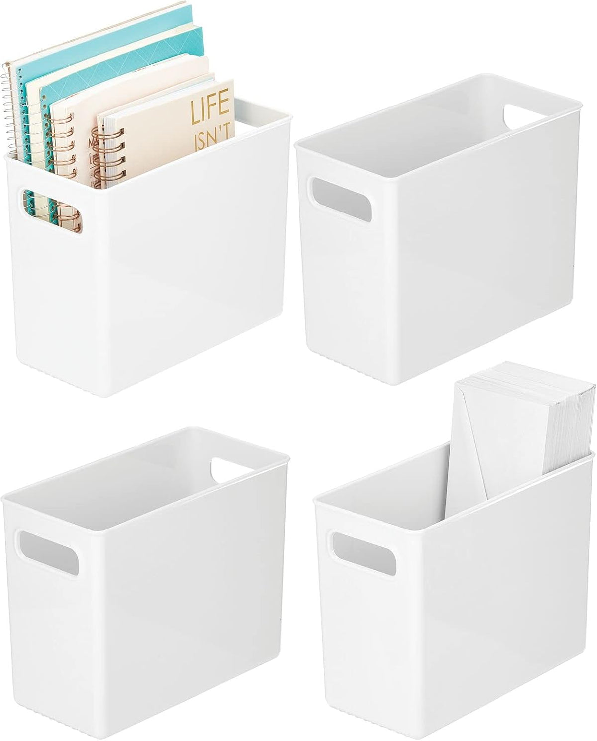 Clear Plastic Storage Bin with Handles, 10 Long, 4 Pack S801636