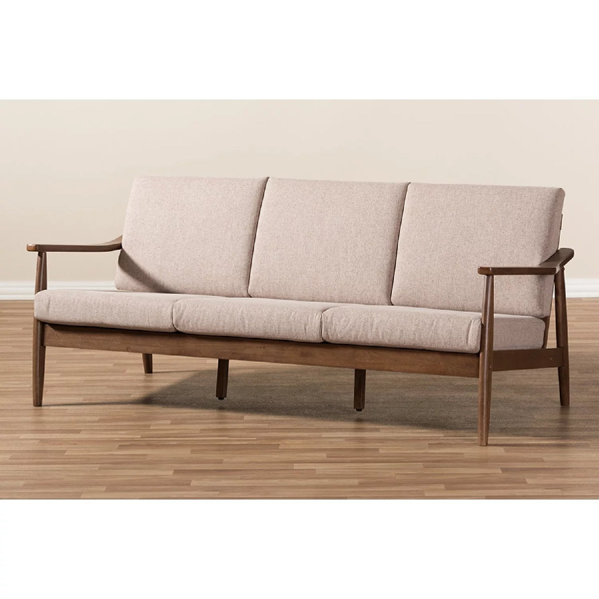 Light Brown Fabric Upholstered 3-Seater Sofa X7526