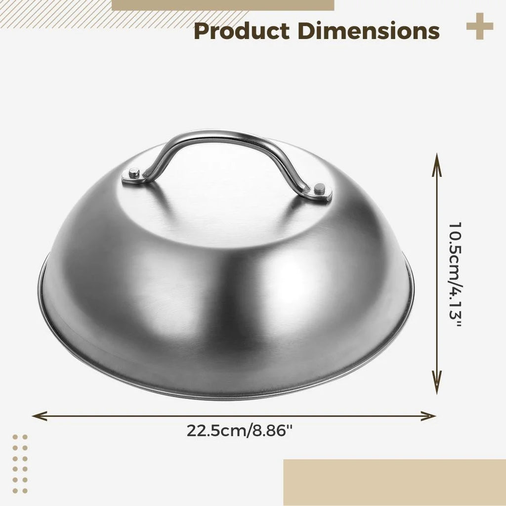 2PCS Stainless Steel Round Basting Cover with Handle N8769