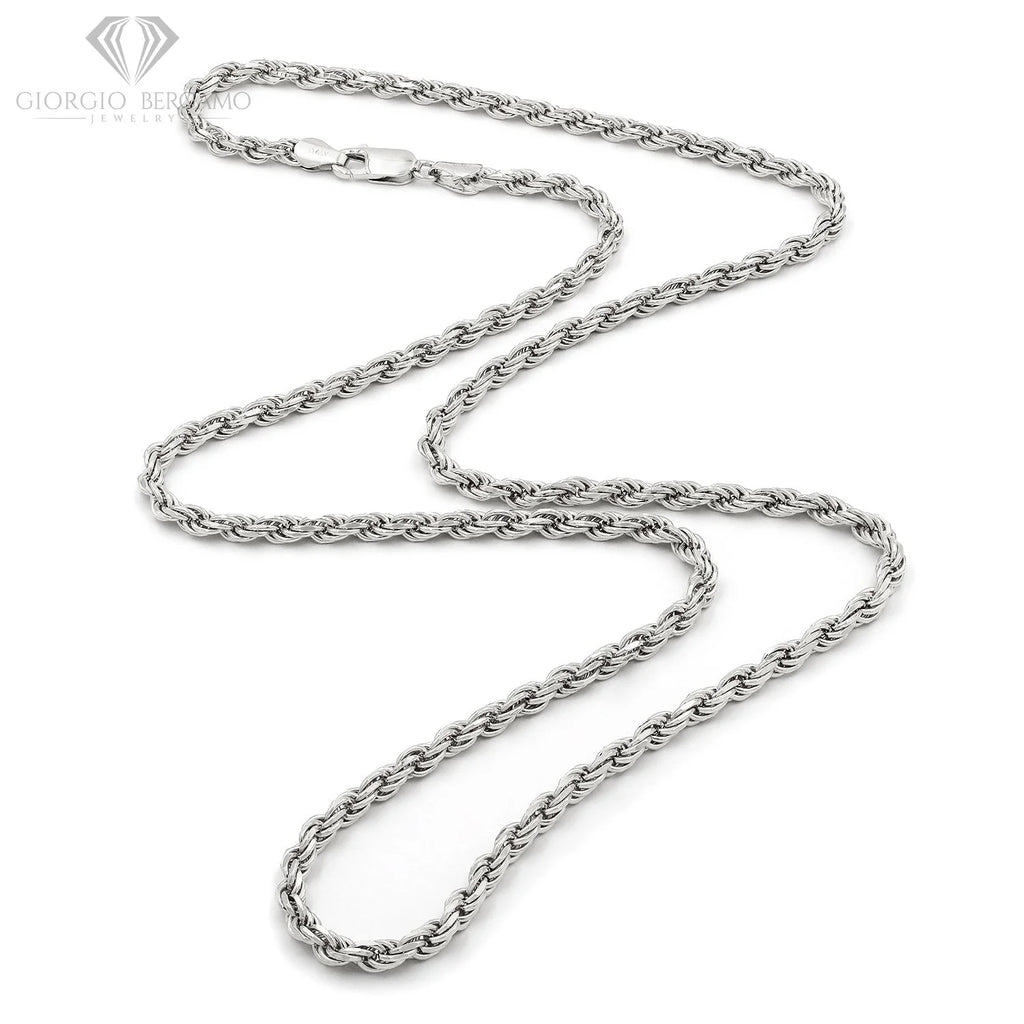 925 Sterling Silver 4mm Solid Rope Diamond Cut Chain Necklace H391