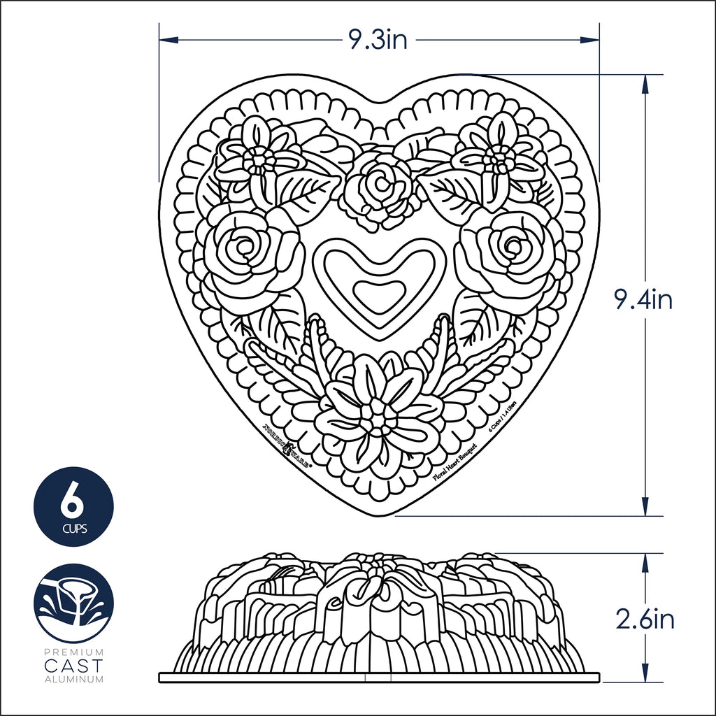 Floral Heart Bundt Pan J882