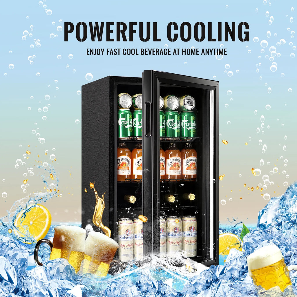 Beverage Refrigerator Cooler 60 Cans 1.7 Cu.ft Mini Fridge Glass Door S645