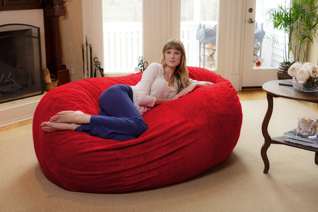 Memory Foam Lounger with Ultra Fur Cover, 6 ft, Ultra Fur Red T739