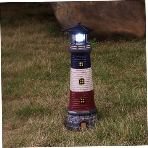 15" Tall Waterproof Resin Lighthouse Lamp with 360° Rotating LED W94835