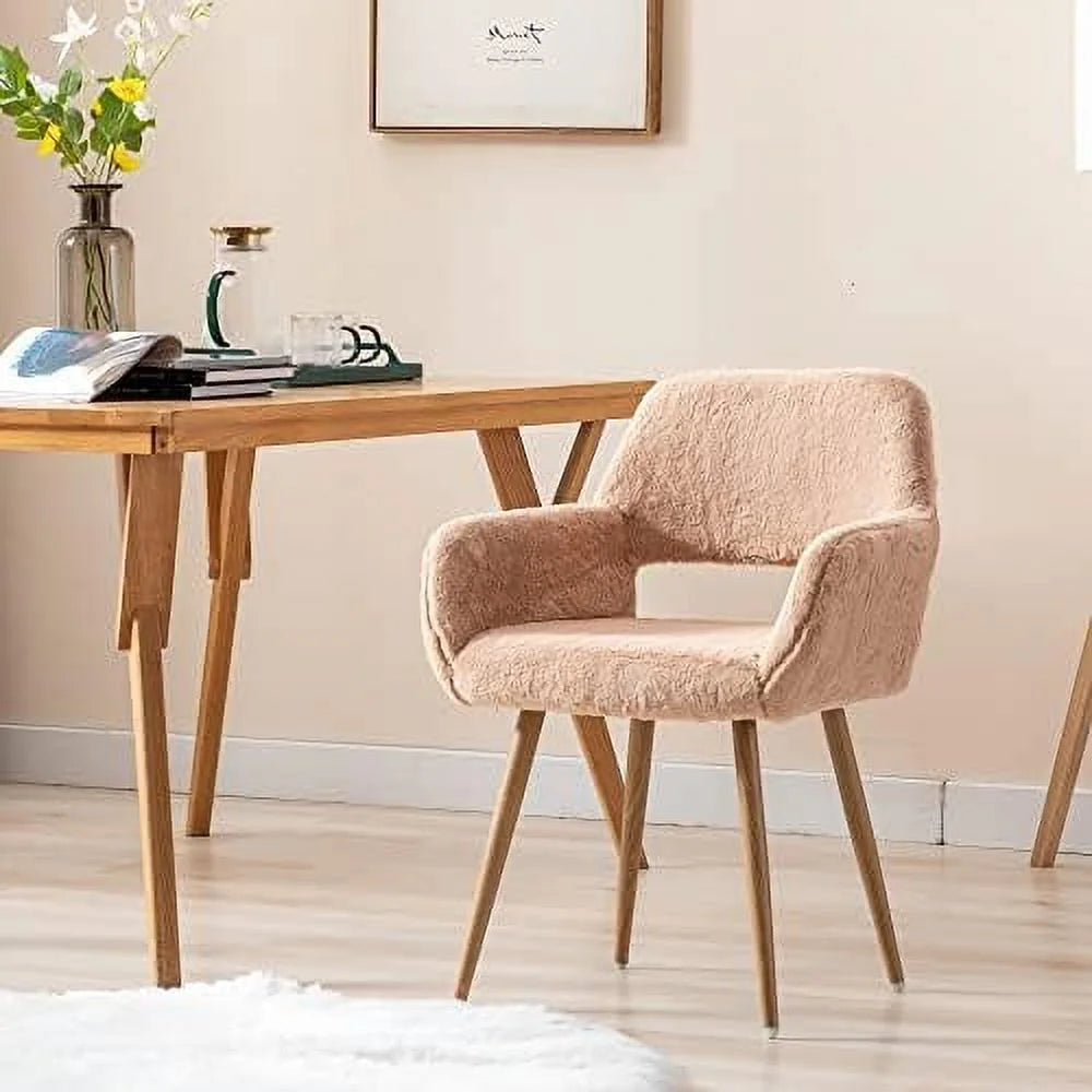 Faux Sherpa Accent Armchair with Metal Legs Q98080