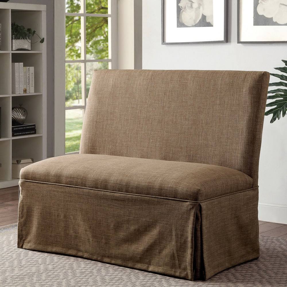 Brown Linen Loveseat Bench M57349
