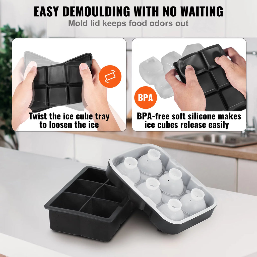 Silicone Ice Cube Tray with Lid 2 Packs E50378