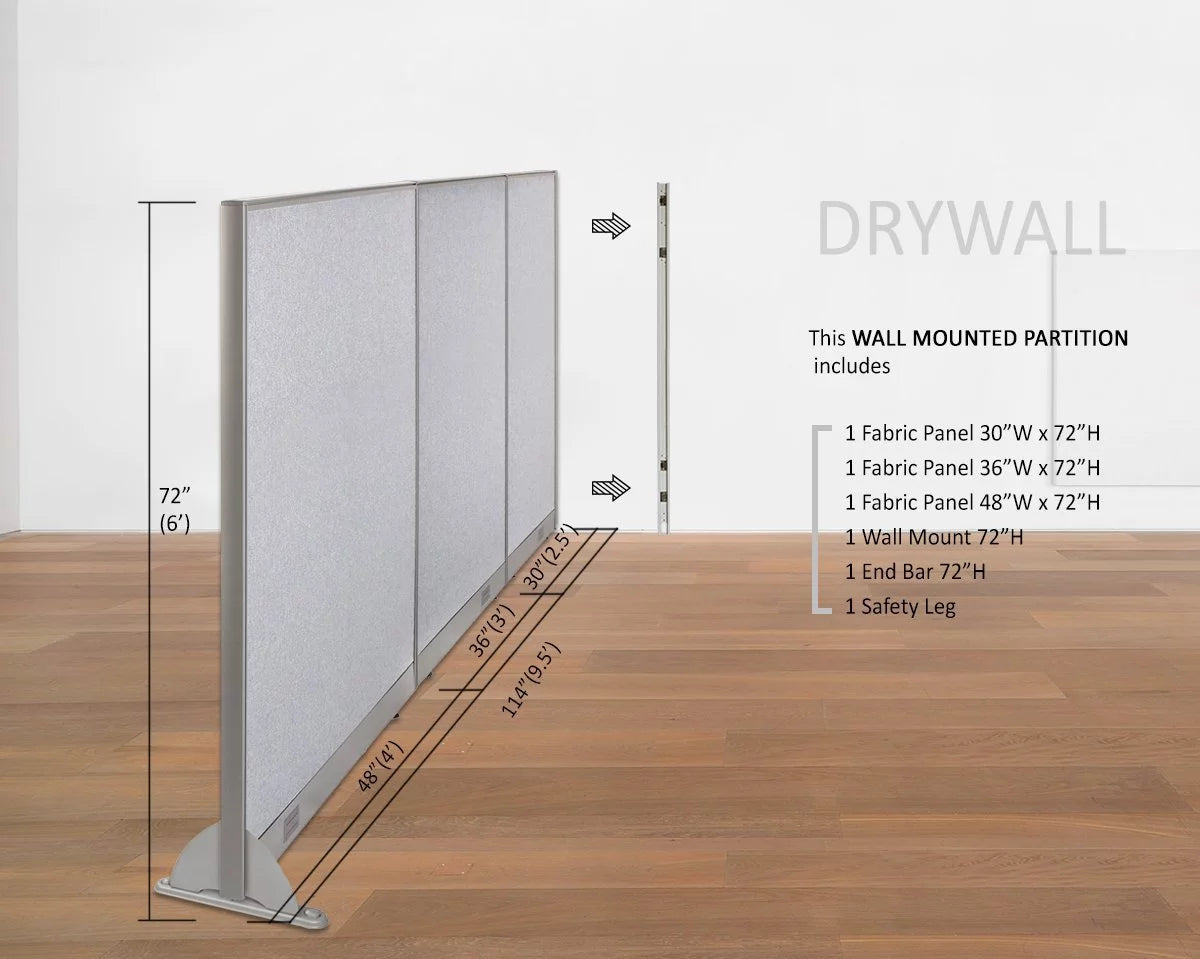 114"W x 72"H Wall Mounted Room Divider U144246