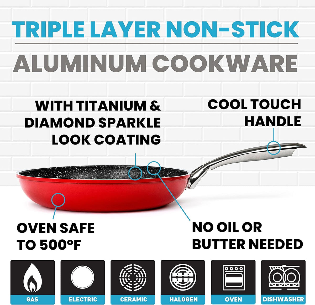10pc Nonstick Granite Stone Cookware Set Q740