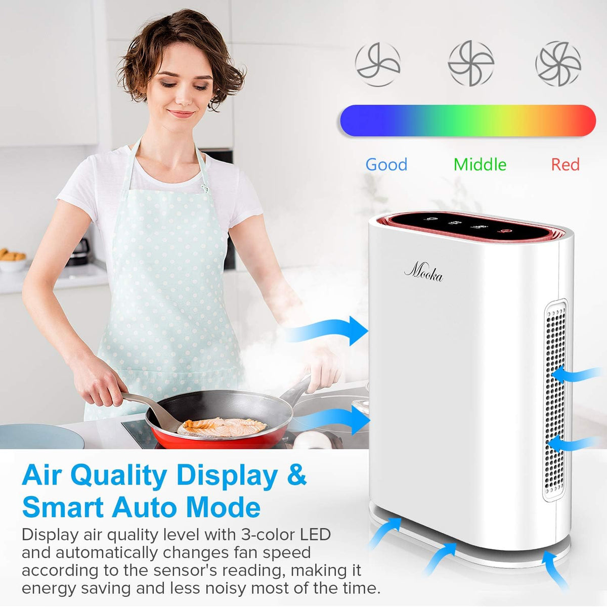 TRUE HEPA+ Air Purifier, Auto Mode, Activated Carbon, Large Room 1,750 Sq Ft N48314
