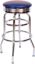 Chrome Swivel Bar Stool with Blue Seat S7001