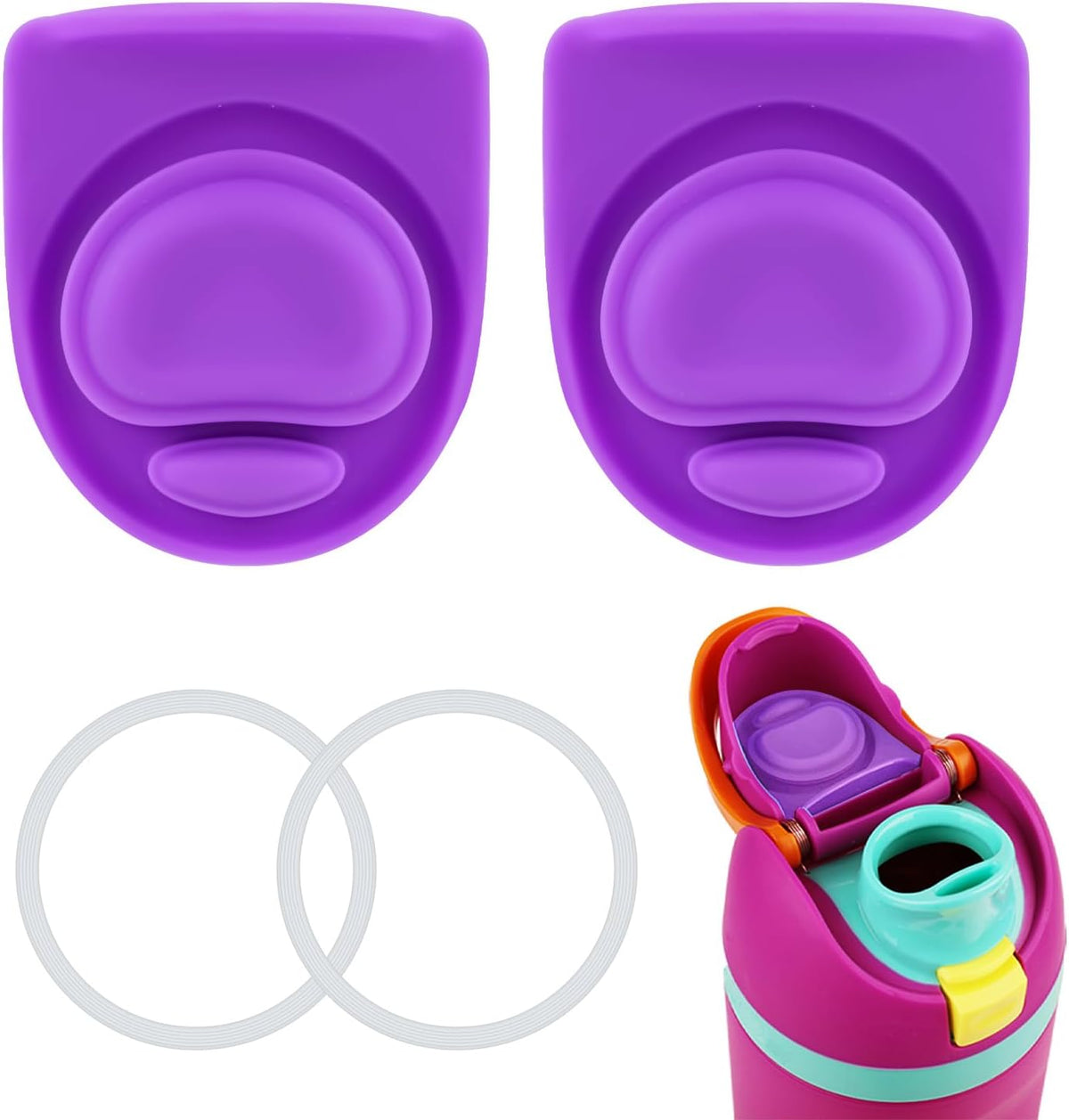 4pcs Silicone Bottle Seal Ring Replacement Rubber Stopper for 19oz 24oz 32oz 40oz Water Bottle Lid Parts T44993