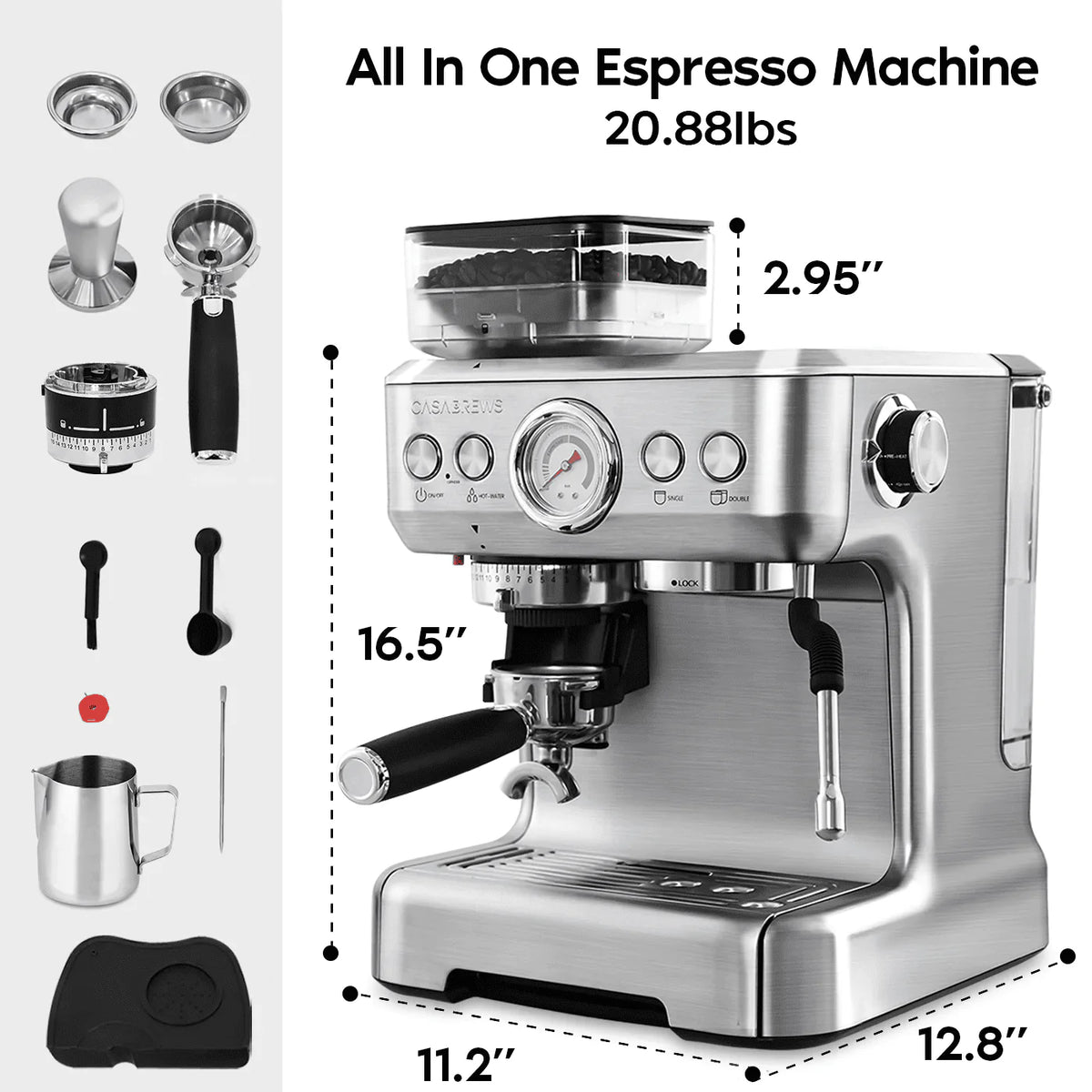 20 Bar Espresso Machine with Milk Frother Y230820