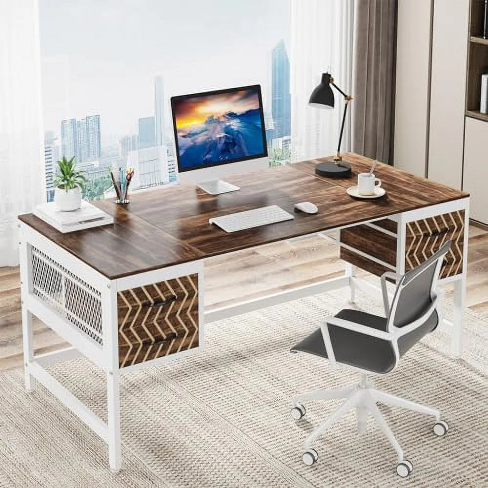 Home Office Desk with Drawers 63" Computer Desk Y549