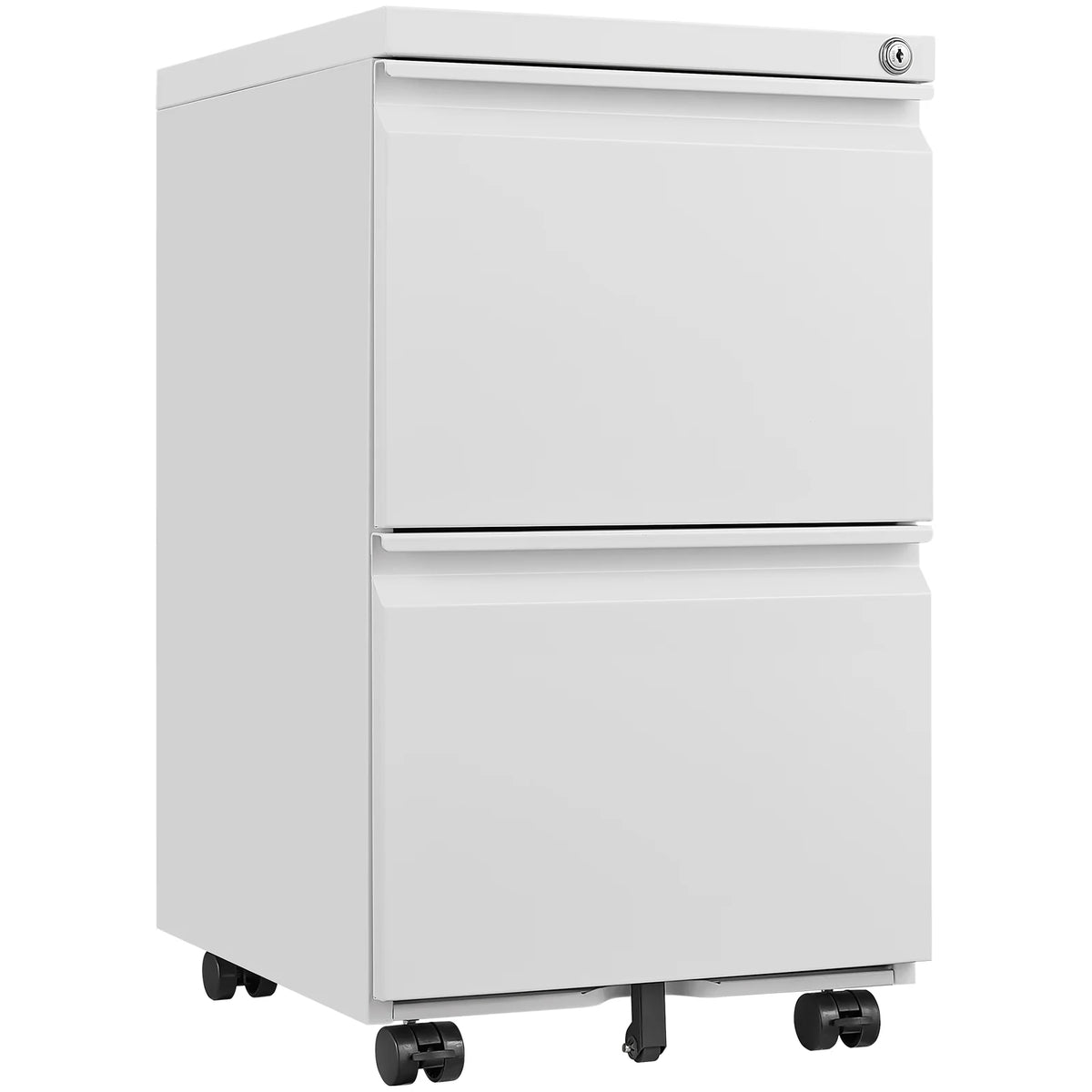Black 2 Drawer Metal Mobile File Cabinet with Lock R253548