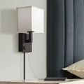 Black Plug-In Wall Light with USB Port and Outlet B69033