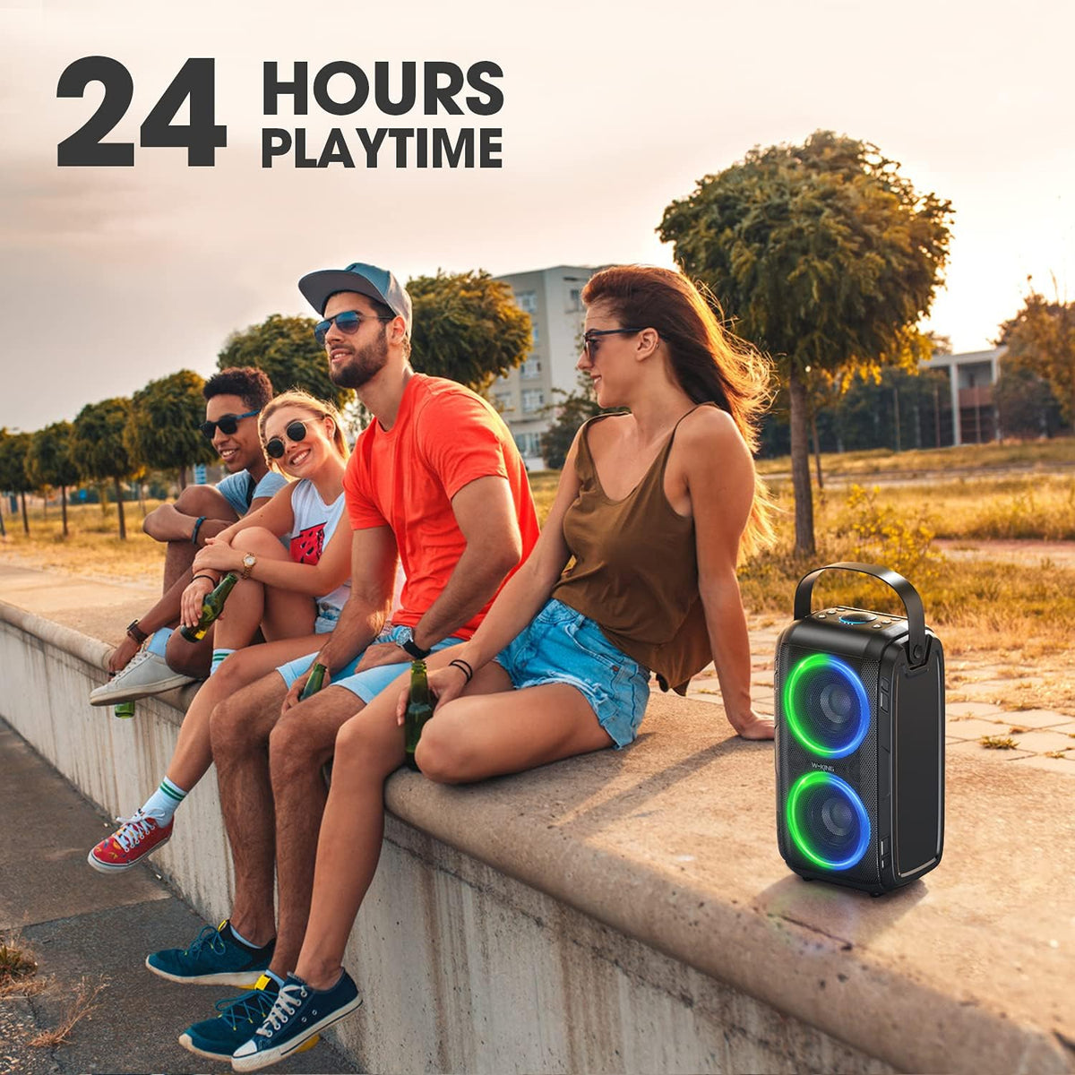 80W Bluetooth Speaker with LED Lights and 12000mAH Battery E490873