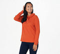 Burnt Orange Waffle Knit Cowlneck Top J200249