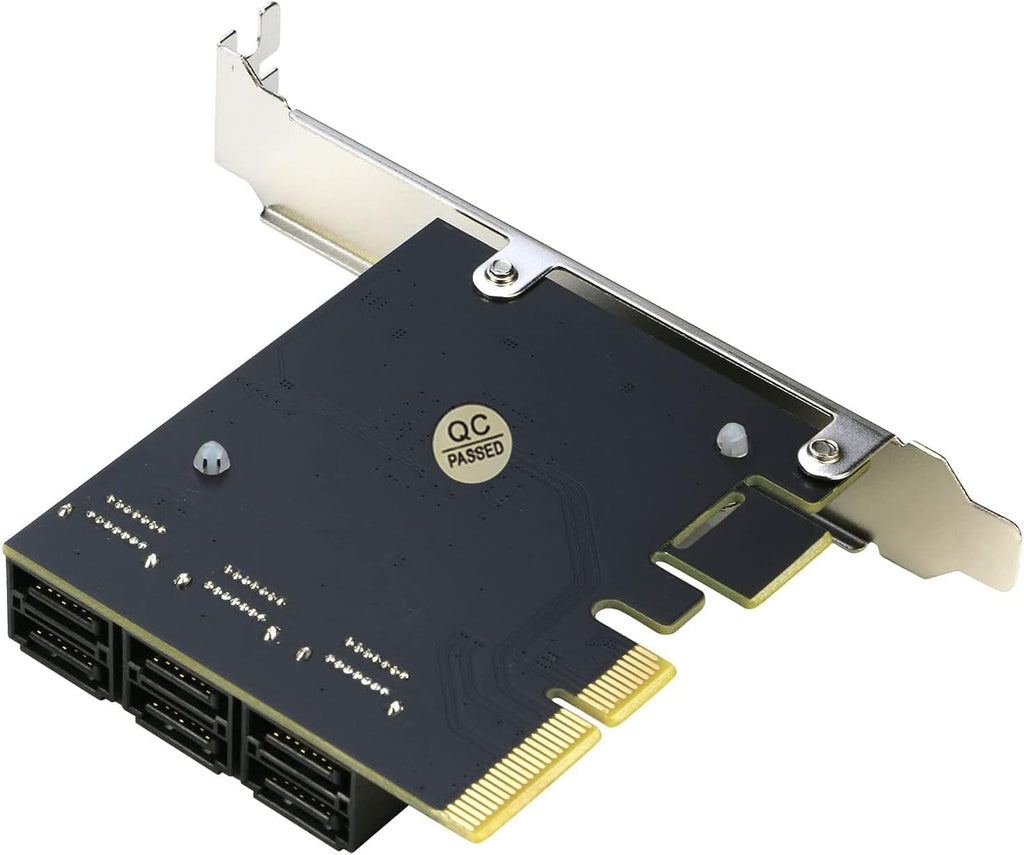 6 Ports PCIe x4 to SATA 3.0 6Gbps Expansion Controller Adapter Card with 6 SATA Cables and Low Profile Bracket, Pack of 2 Y6197