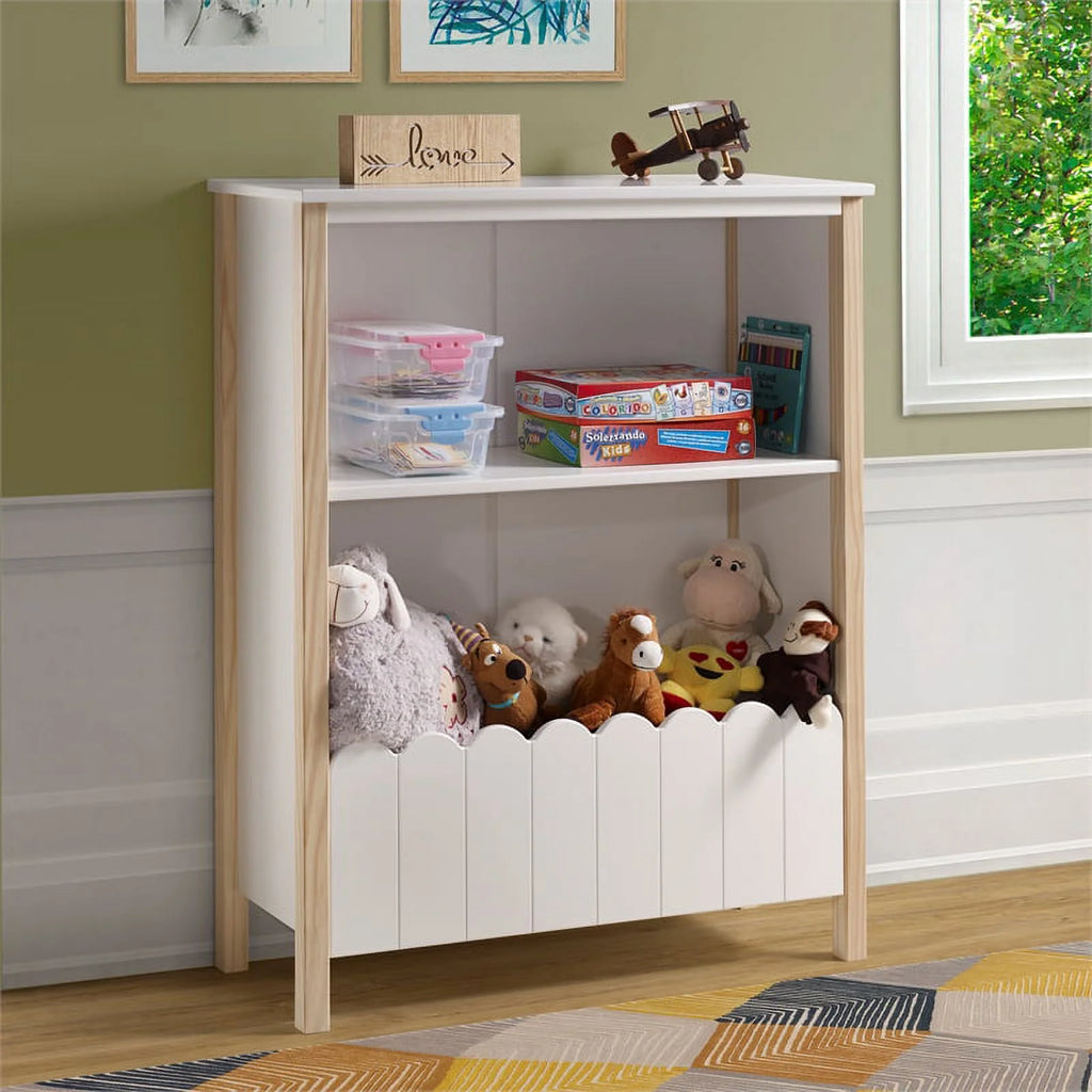 Wood Youth Bookcase in Natural and White W8085