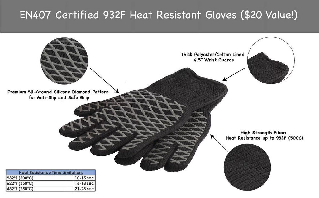 5 Pc BBQ Grill Set with Tongs Spatula Basting Brush Cleaning Brush and Heat Gloves N466509