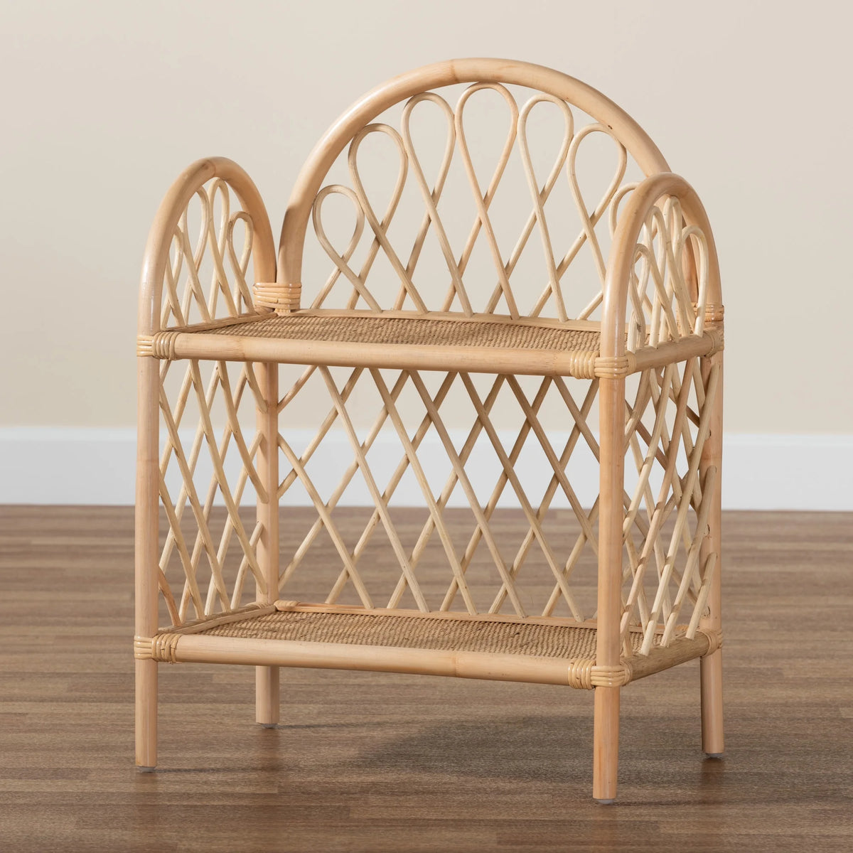 Natural Brown Rattan 2-Tier Display Shelf G534699