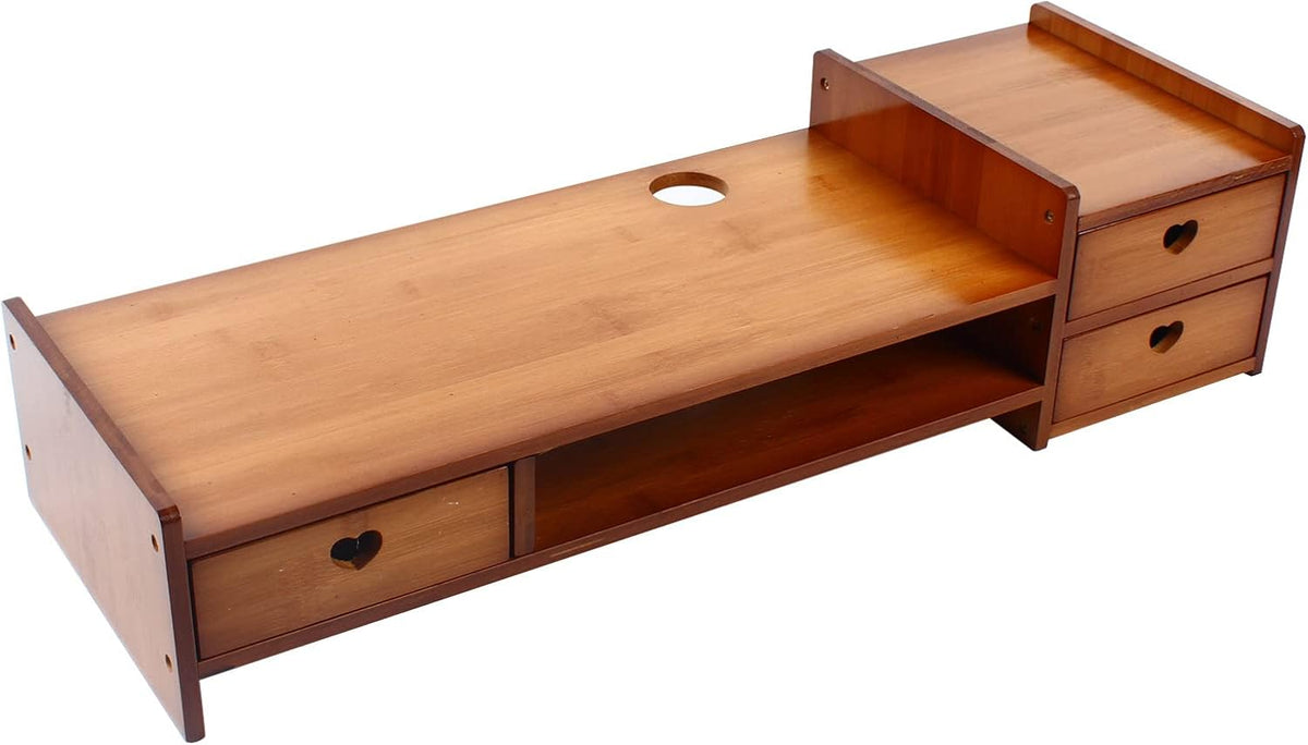 Bamboo Monitor Stand with 3 Drawers B400976