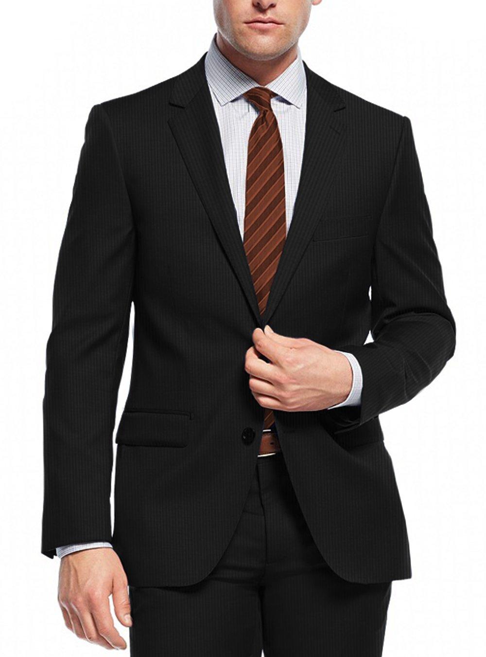 Black Stripe Slim Fit 2 Piece Suit I715634