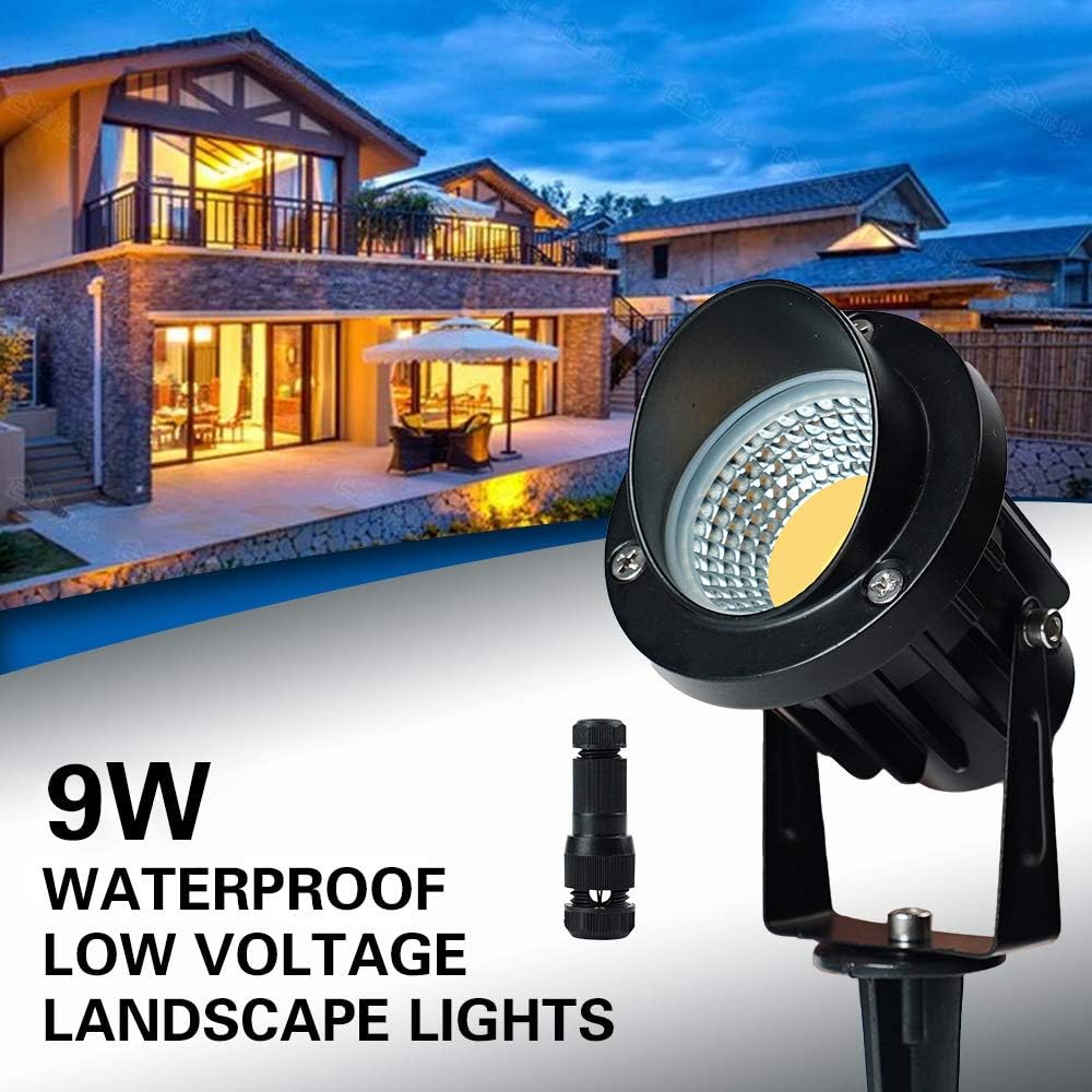 10 Pack 12v 9W LED Landscape Lights, IP65 Waterproof Warm White with Connector O36469
