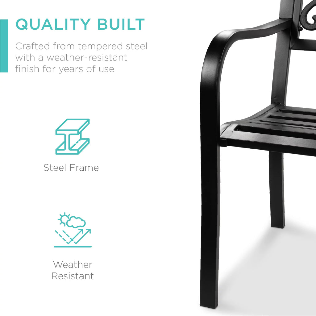 Black Steel Outdoor Bench Z571