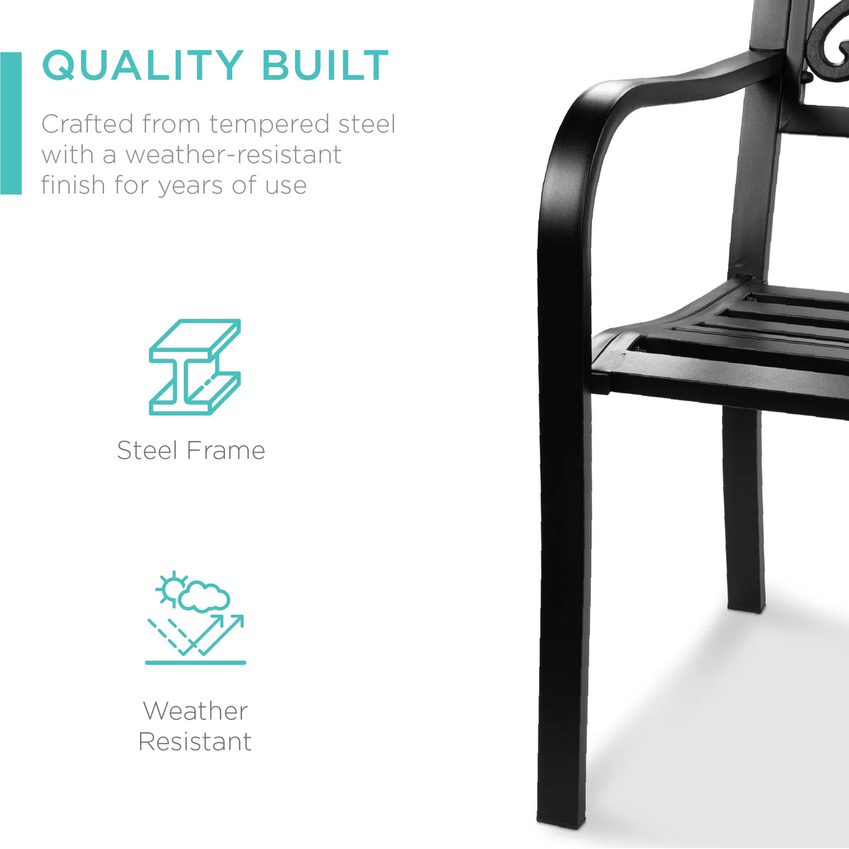 Black Steel Outdoor Bench Z571