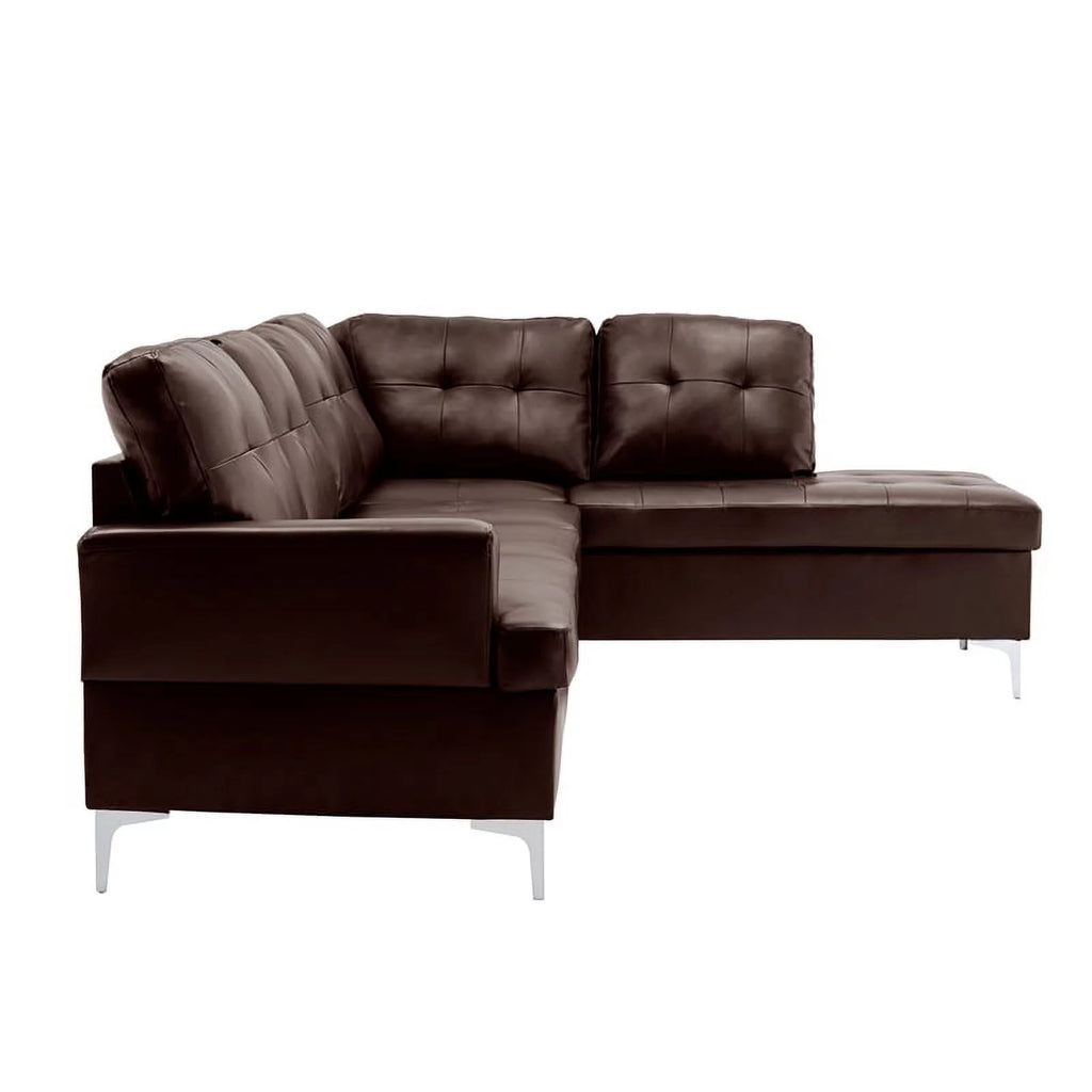 Brown Faux Leather Sectional Sofa R59545