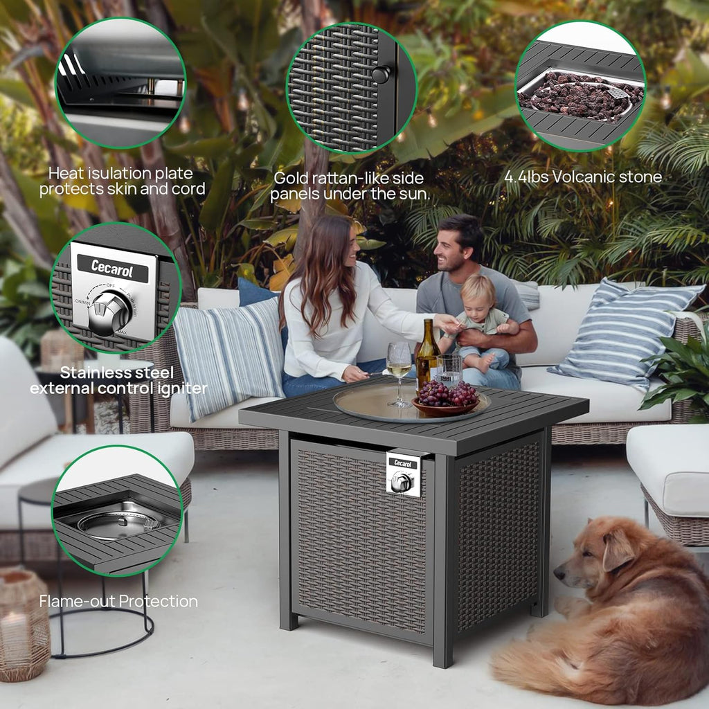 Propane Fire Pit Table with Lid 28 Auto-Ignition 50000 BTU W171066