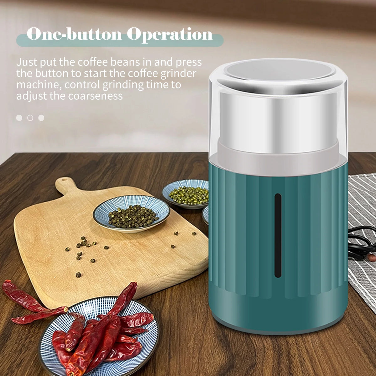 Stainless Steel Electric Coffee Bean Grinder 200W S490
