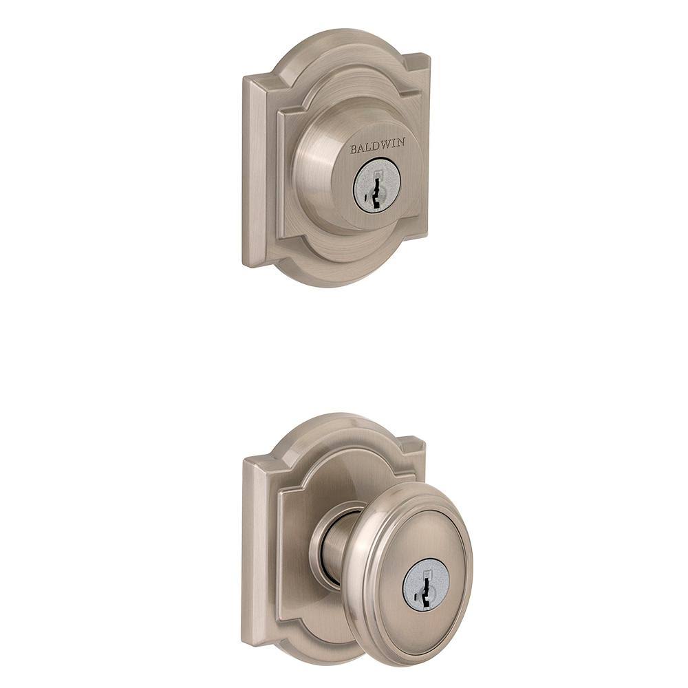 Satin Nickel Entry Knob and Single Cylinder Deadbolt Combo Pack M67607
