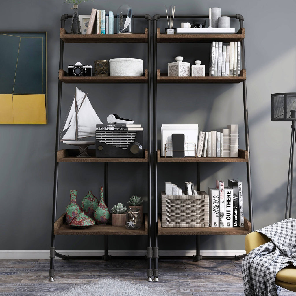 Vintage Grey Oak 3-Piece Desk and Display Shelf Set N62209