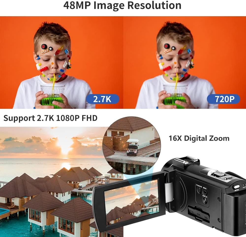 2.7K Infrared Night Vision Camcorder with Remote Control C538