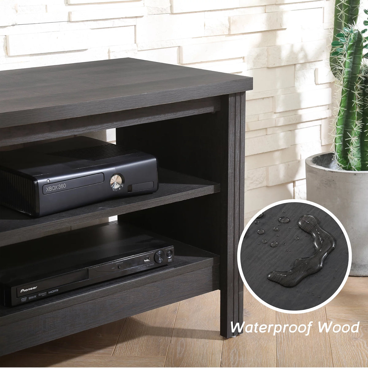 Black TV Stand with 6 Storage B610