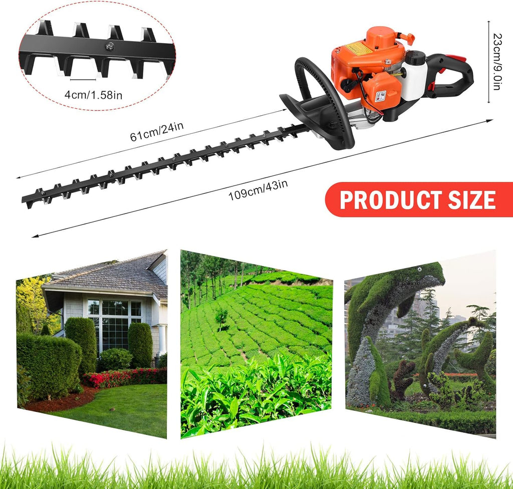 23.6cc Gas Hedge Trimmer 24" 2 Cycle Recoil Gasoline Trim Blade X2375