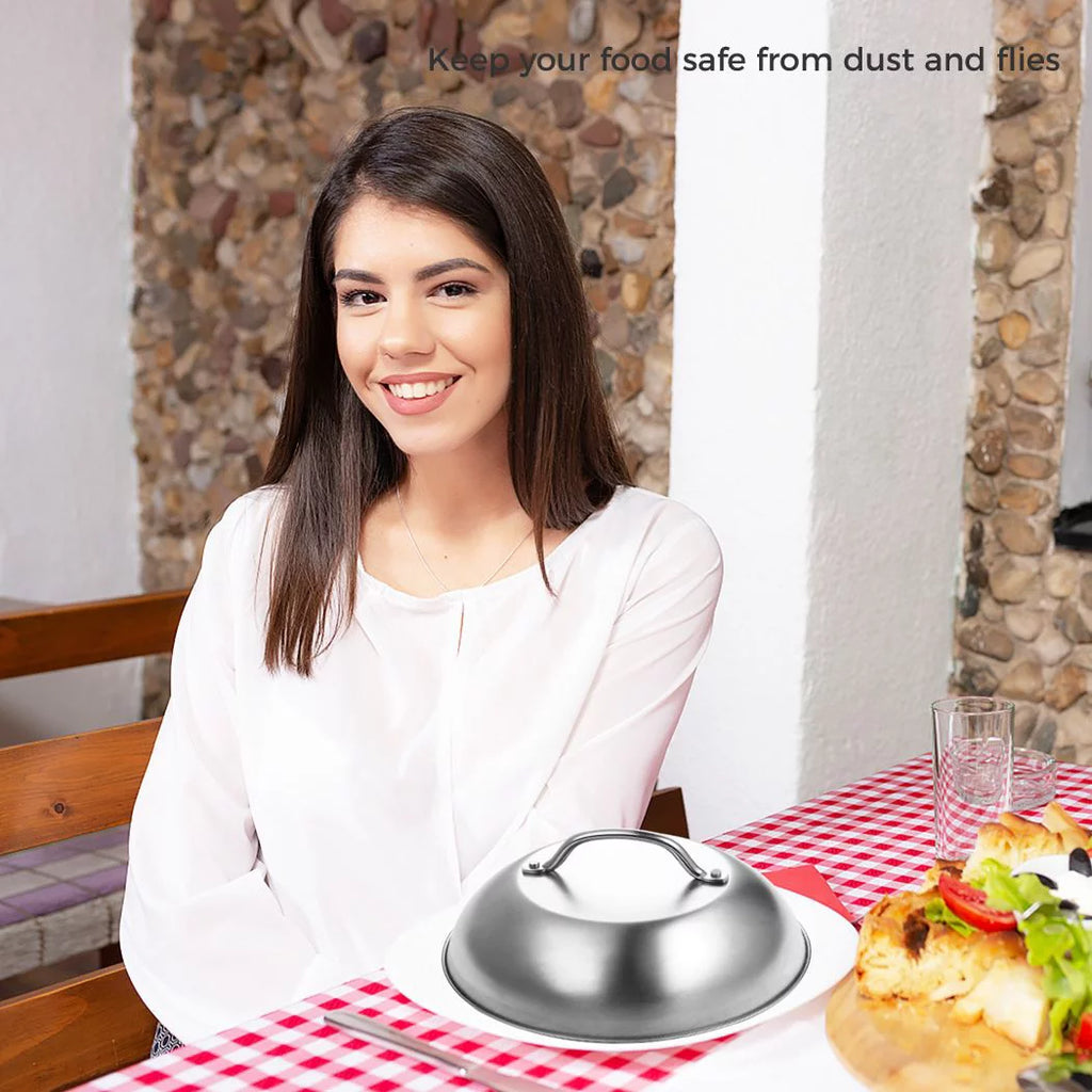 2PCS Stainless Steel Round Basting Cover with Handle N8769