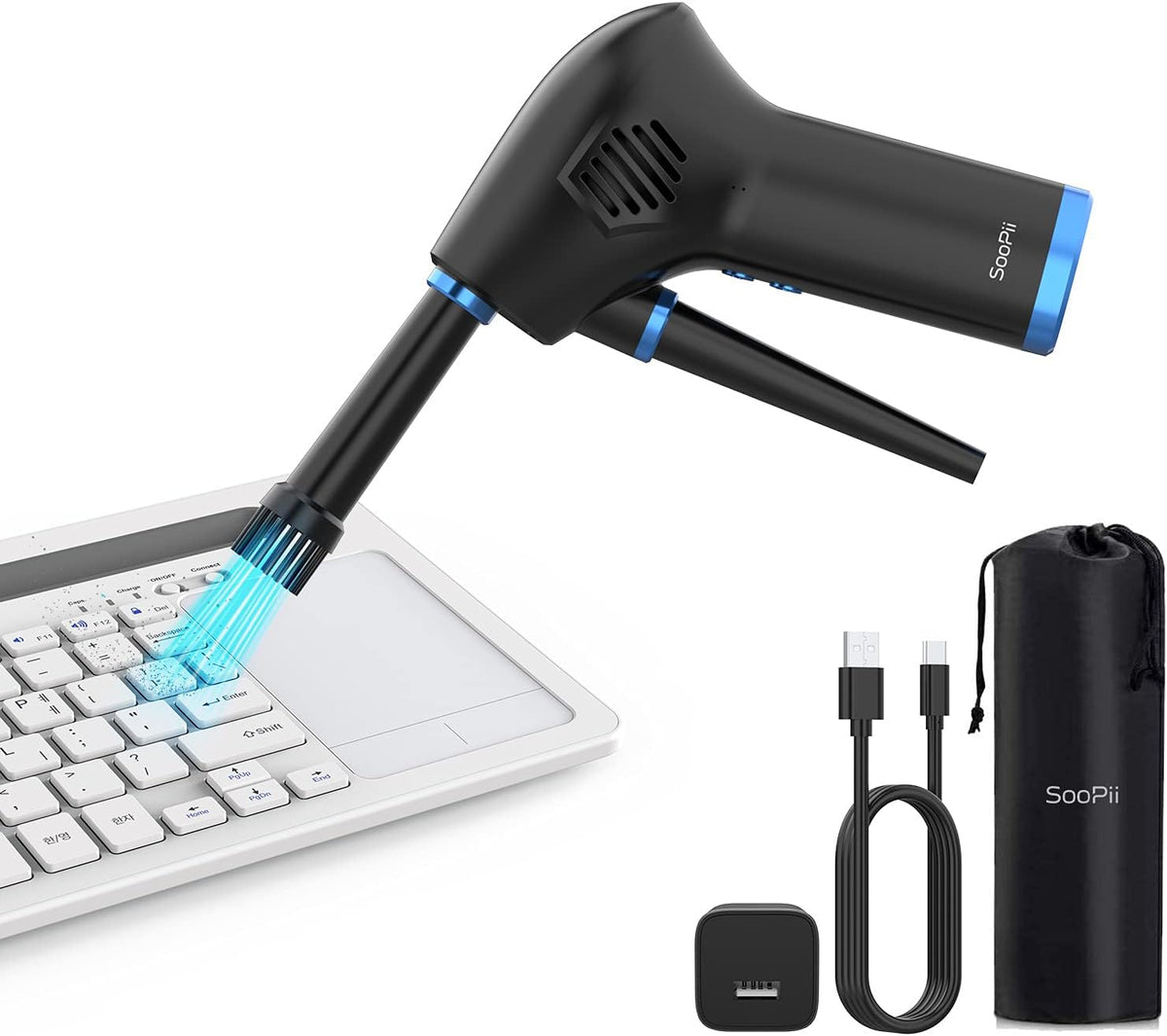 Cordless Air Duster Compressed Air Blower with Rechargeable 6000mAh Battery 40000 RPM Electric Dust Cleaner F3782