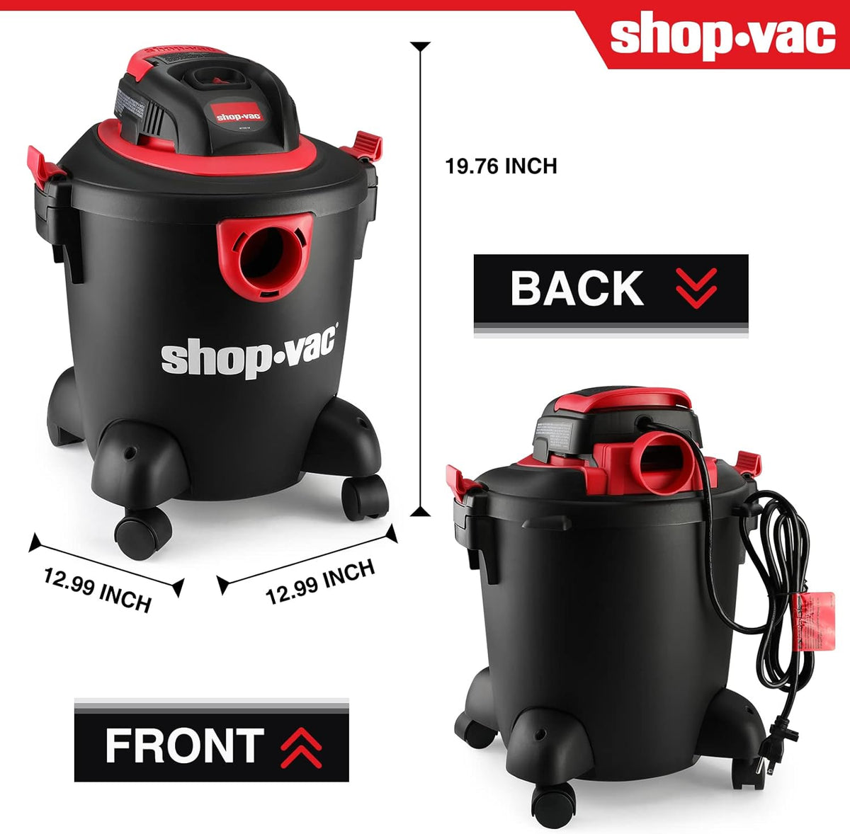 5 Gallon 2.0 Peak HP Wet/Dry Vacuum with Collapsible Handle T2026