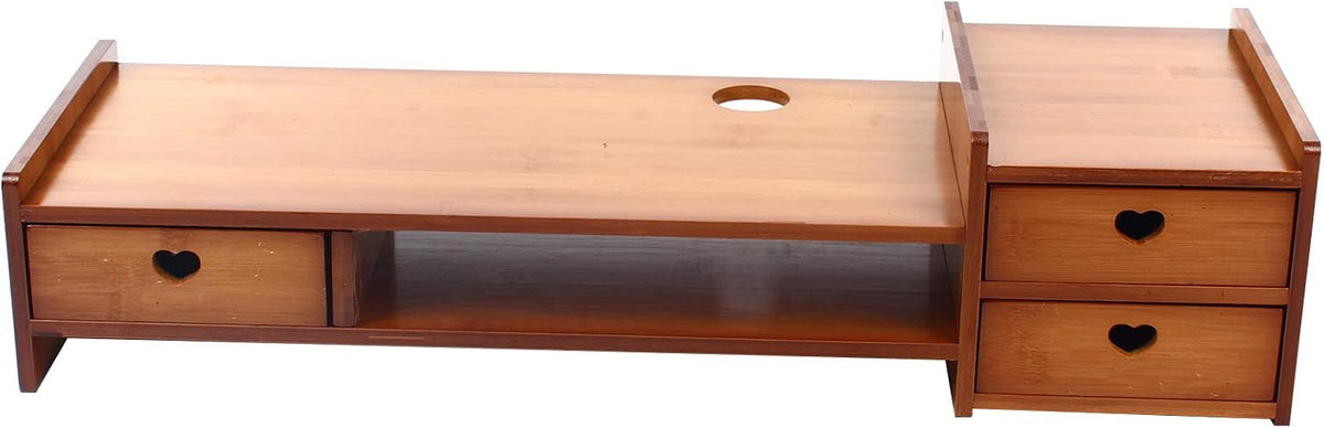 Bamboo Monitor Stand with 3 Drawers B400976