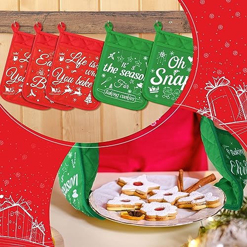 12 Pcs Red Green Pot Holders with Pockets Oven Mitts D3945