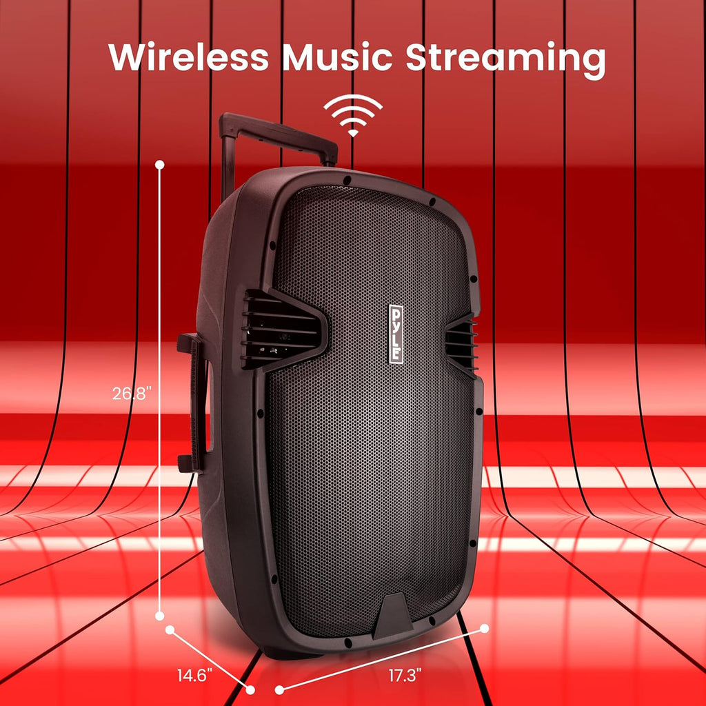 15" Bluetooth PA Speaker with 2 UHF Wireless Microphones, Black X477